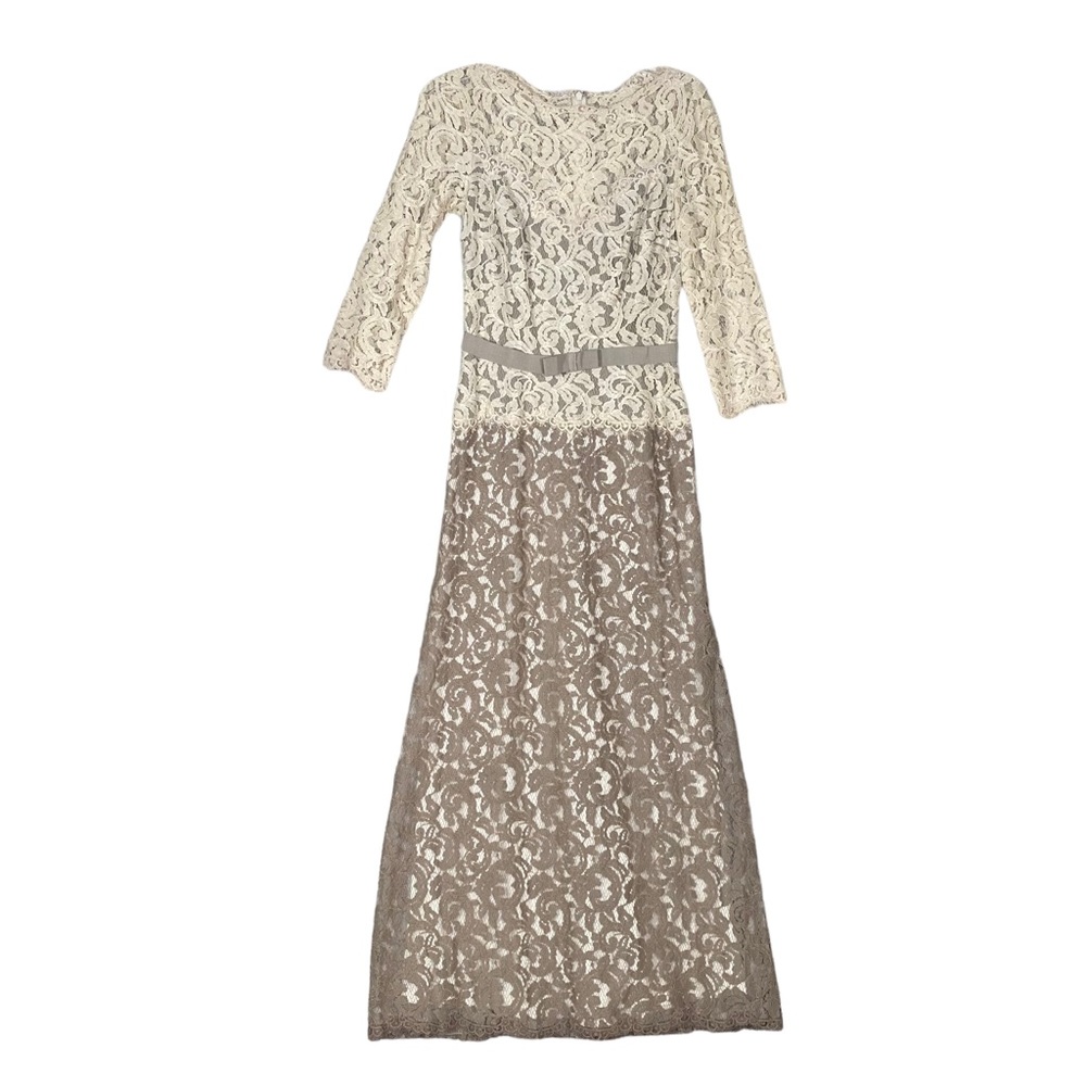 Tadashi Shoji Formal Lace Evening Gown Neutral Mother of Bride Elegant Size 6 - Picture 2 of 14
